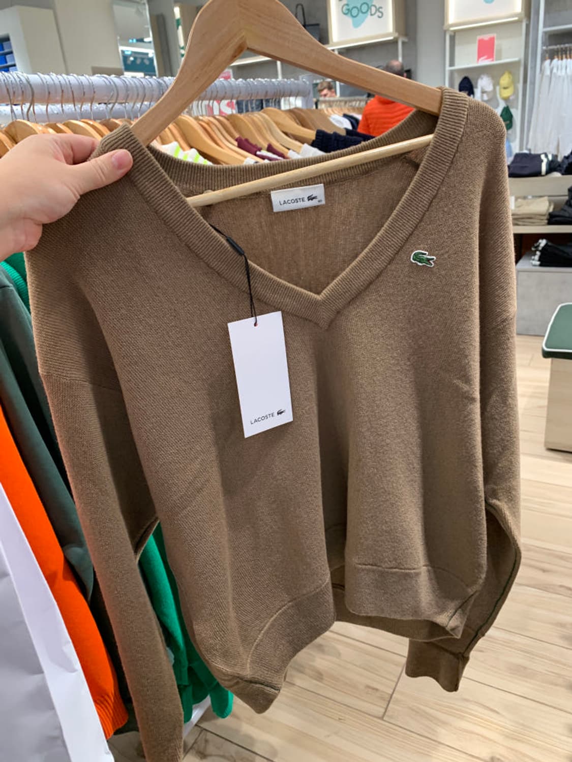 새상품) 라코스테 울100 브이넥 니트 브라운 상품이미지2