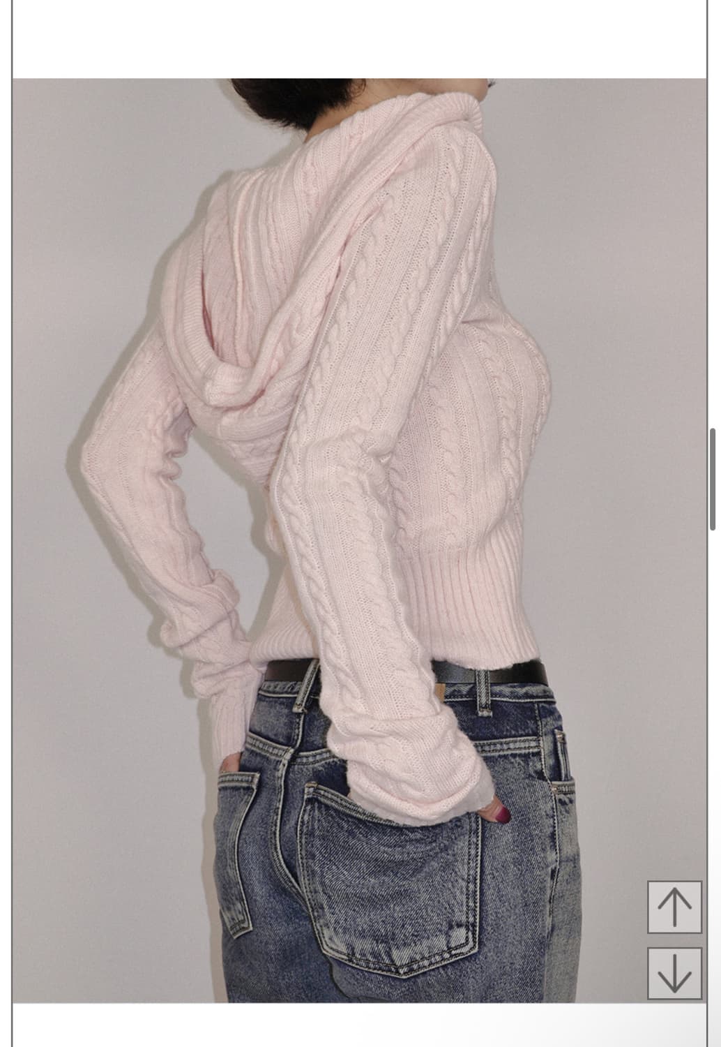 페일제이드 케이블 후드 니트 - 베이비핑크 상품이미지3