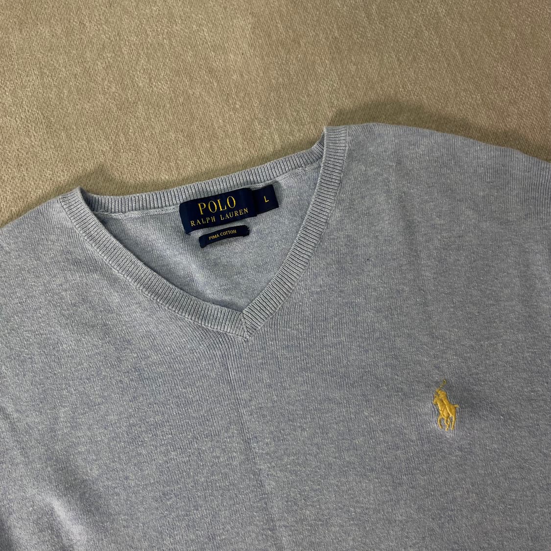 100 폴로 랄프로렌 피마코튼 브이넥 니트 상품이미지2