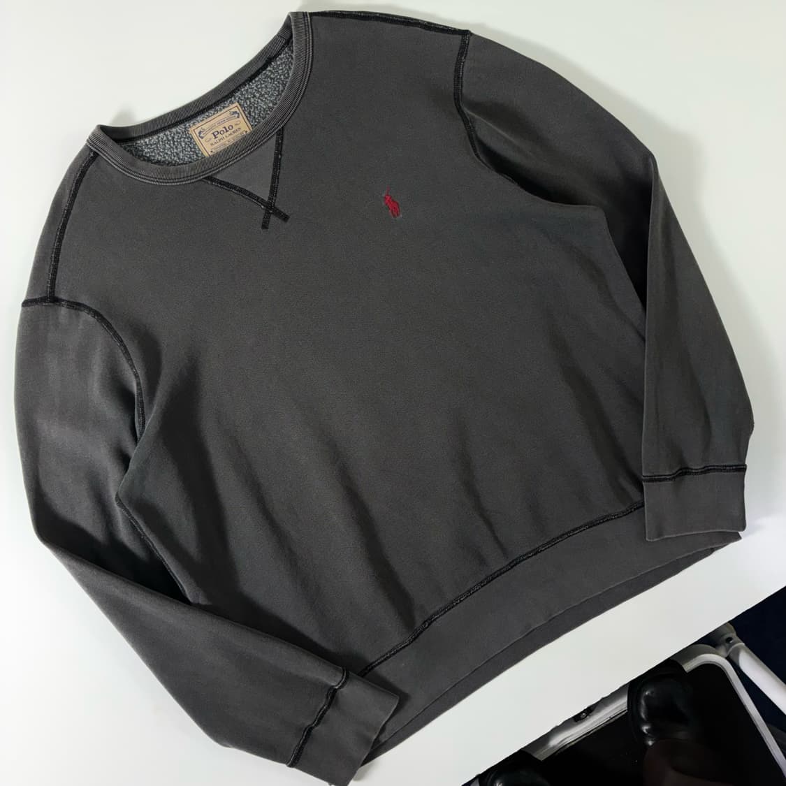 Polo  폴로 랄프로렌 자수 피그먼트 차콜 맨투맨  상품이미지1