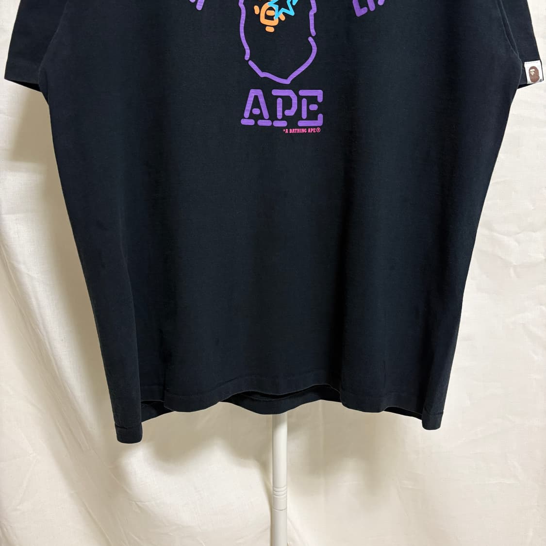 베이프 네온 컬리지 반팔티셔츠 / 블랙, 2XL 상품이미지3