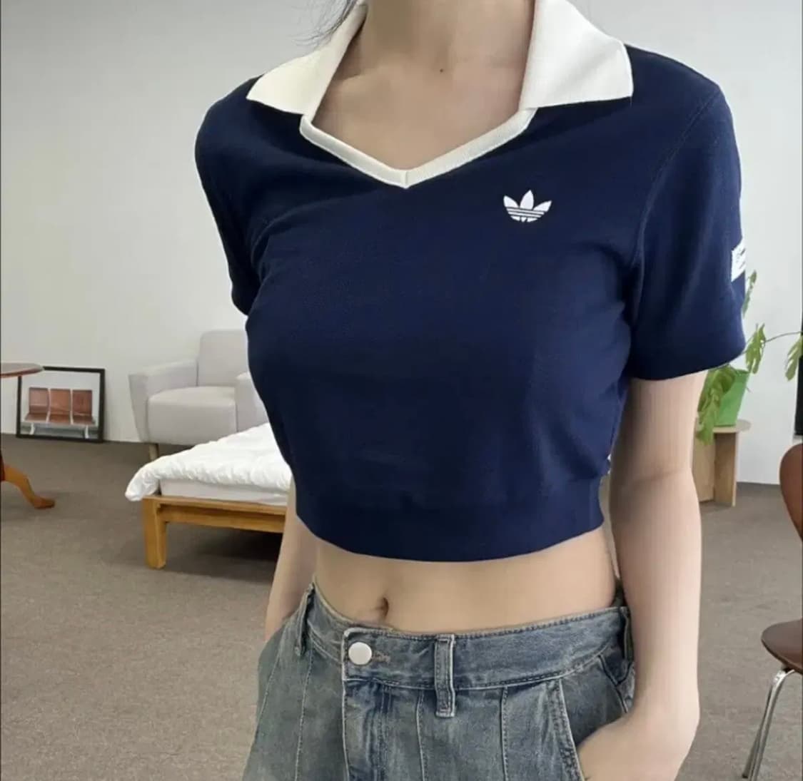 Adidas 아디다스 테니스 크롭 카라 네이비 s 상품이미지3