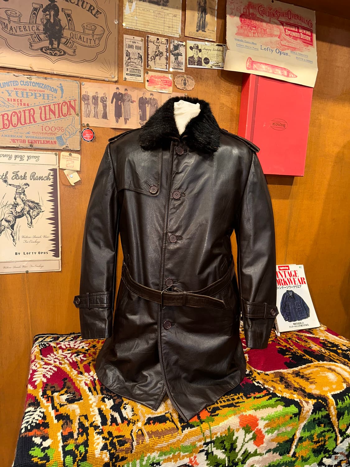 ( L ) 가죽코트 가죽카코트 가죽자켓 워크웨어 아메카지 남자코트 상품이미지1