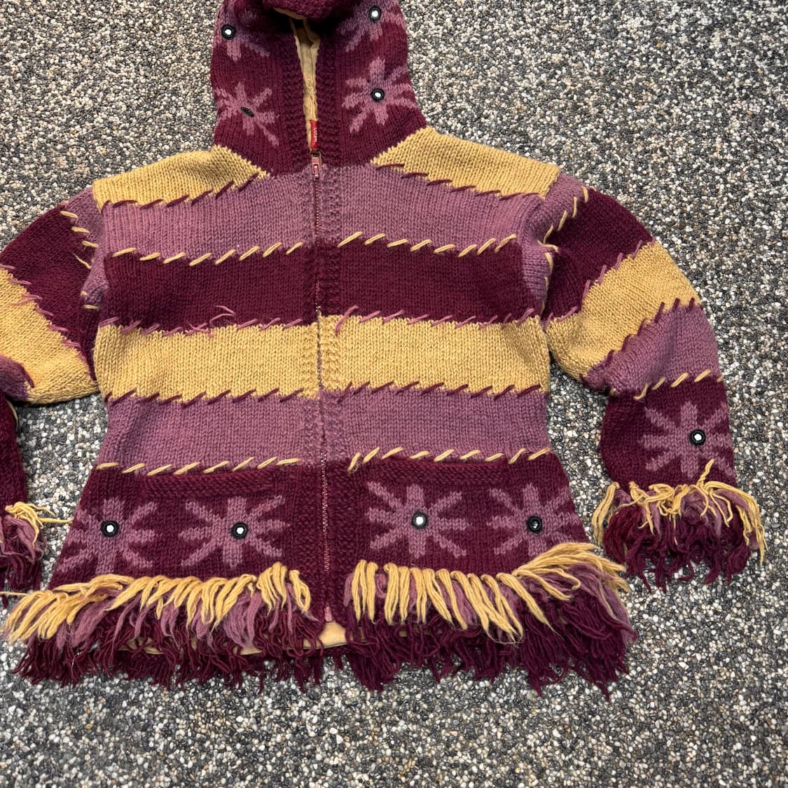 네팔 핸드메이드 퓨어울 히피 가디건 (M)  상품이미지2