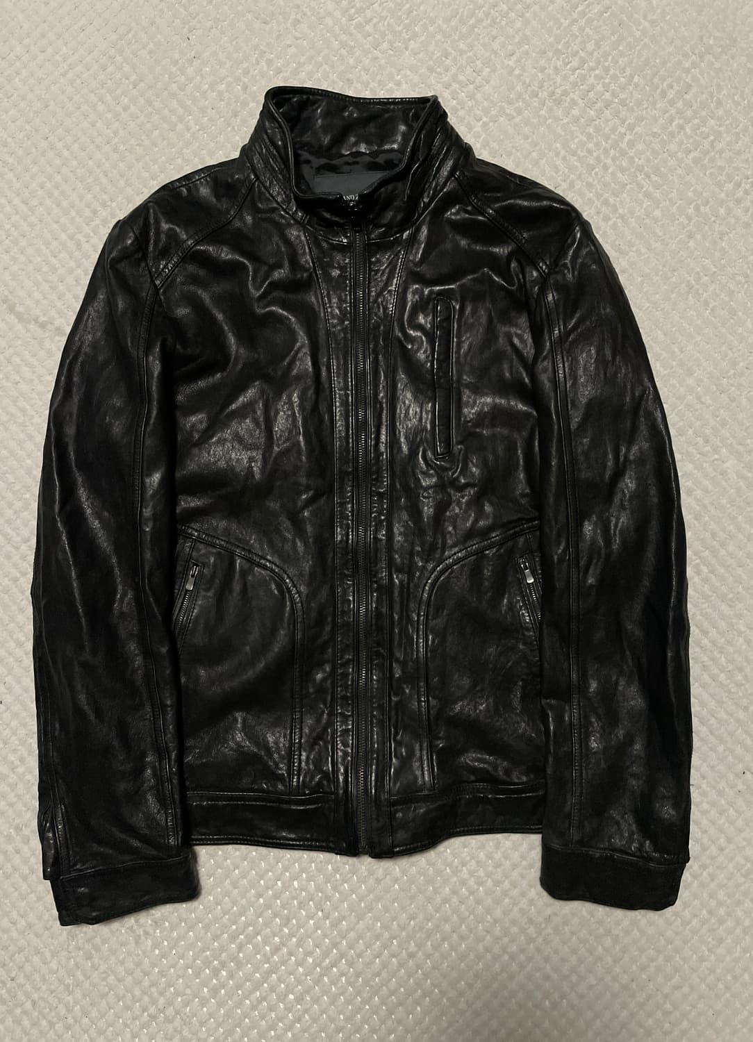 AND Z 웨스턴 무드 램스킨 양가죽 절개 바이커 레더 자켓 상품이미지2