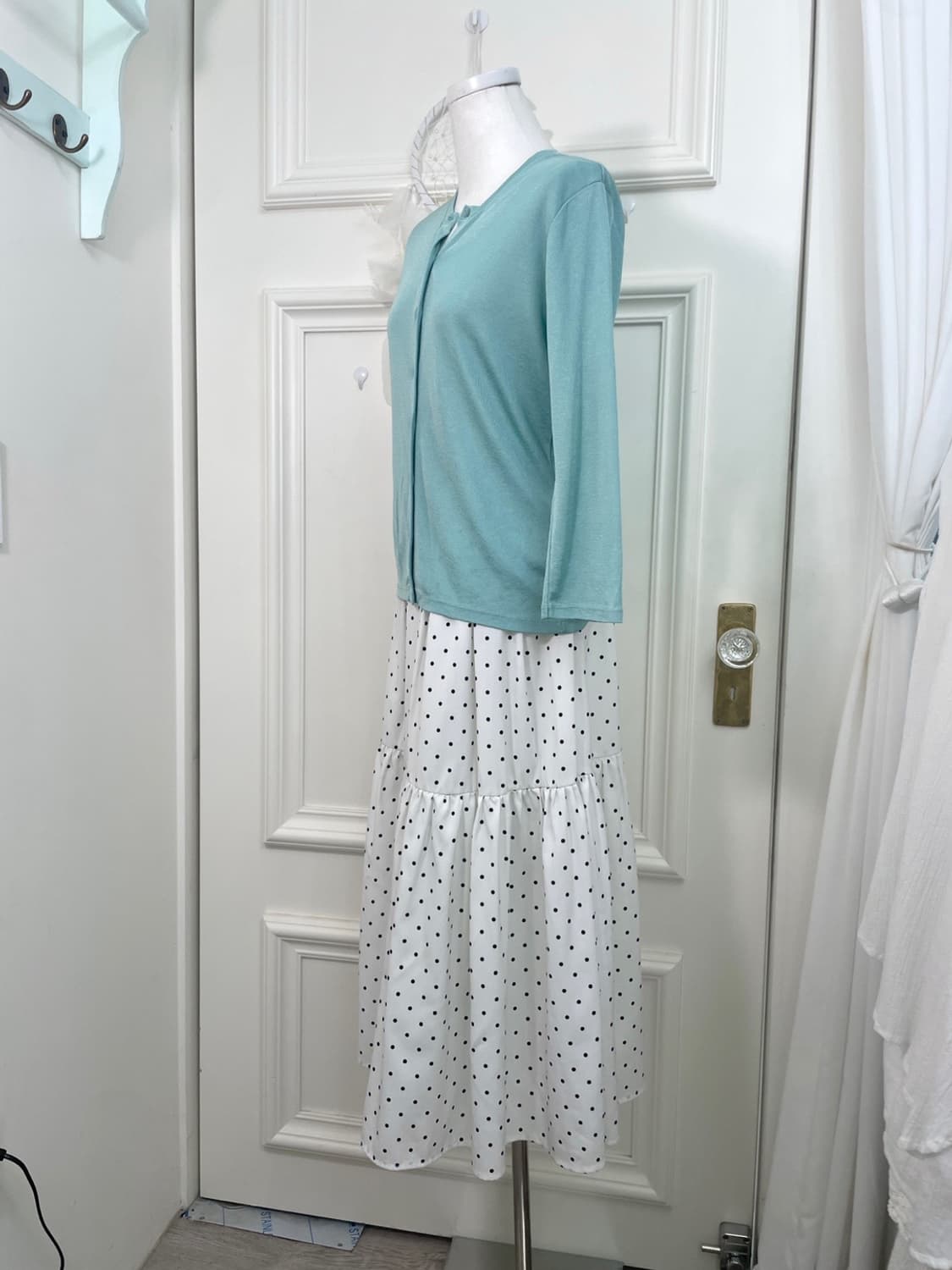 white black dot summer long skirt 상품이미지7