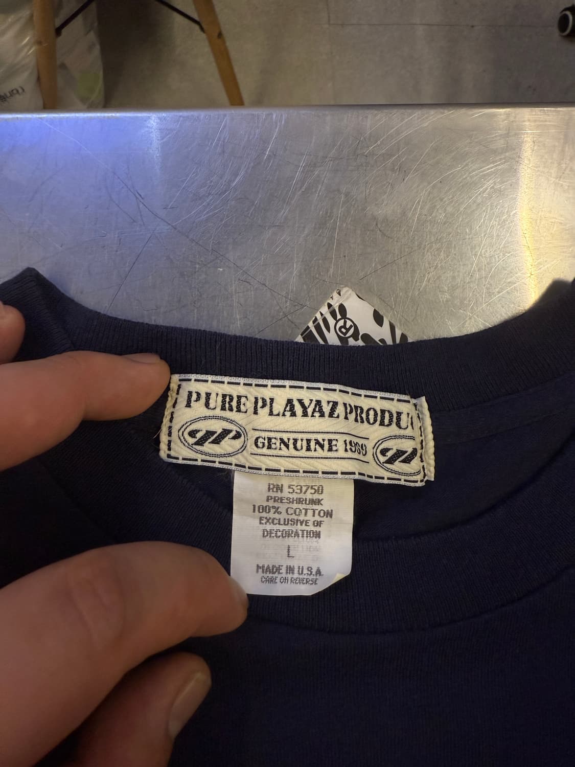 PURE PLAYAZ PRODUCT USA 네이비 반팔티 L 상품이미지6