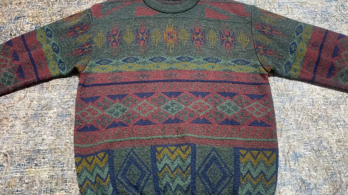 JPN 90s~00s 일본 빈티지 아놀드파머 에스닉 보헤미안 패턴 울니트 상품이미지5
