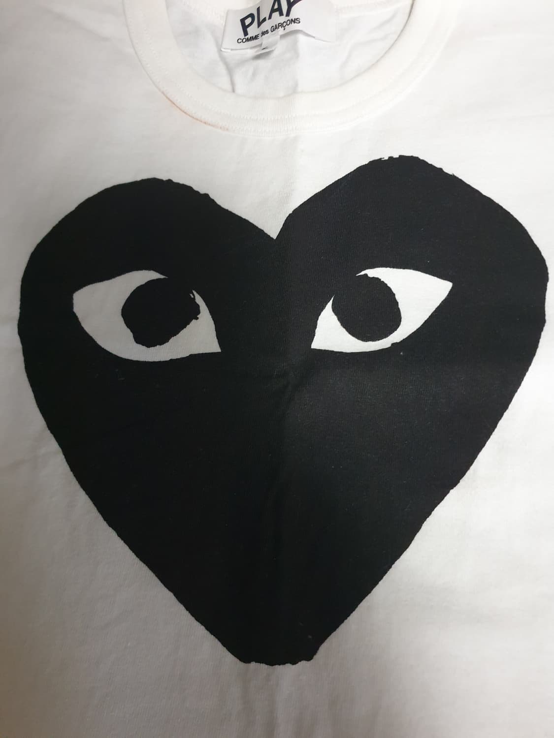 꼼데가르송 우먼 빅하트 블랙로고 반팔티 화이트 (L) 상품이미지2