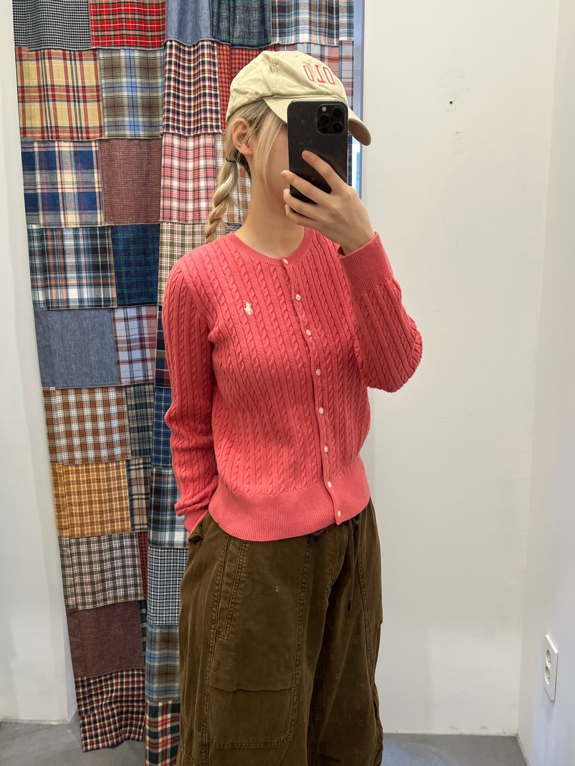 폴로 다홍 꽈배기 니트 카디건 상품이미지2