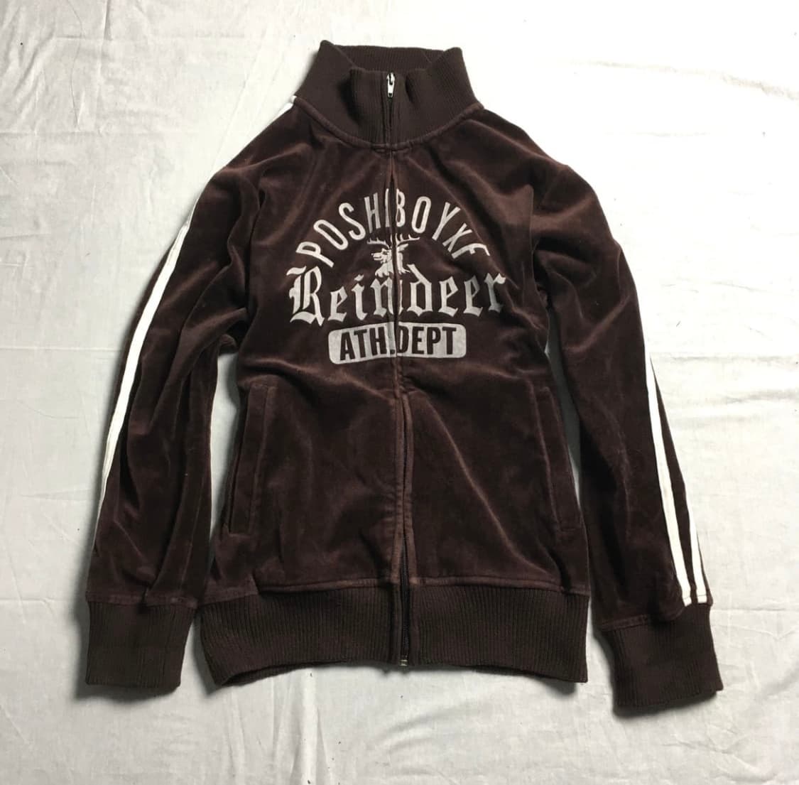 빈티지 벨벳 레드브라운 트랙 집업 상품이미지1