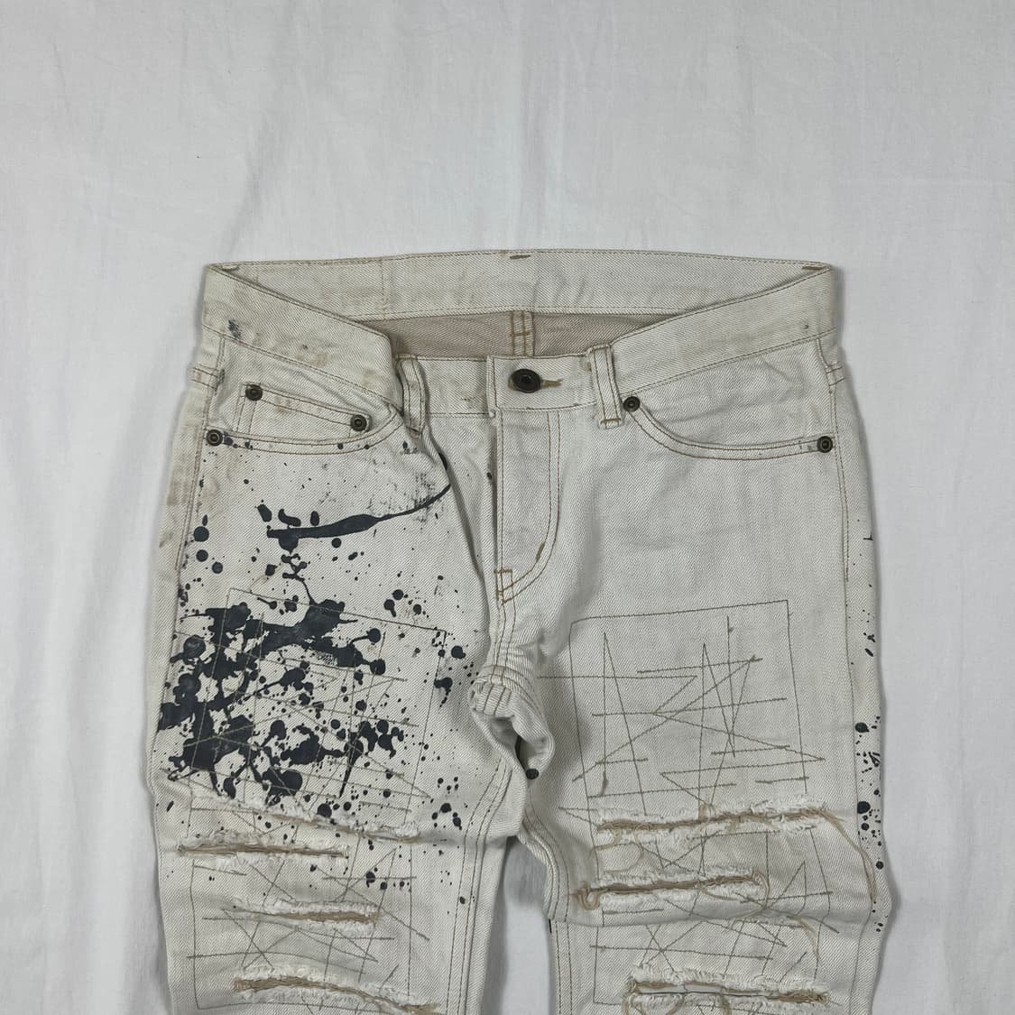 90‘s 히스테릭글래머 페인트 디스트로이드 화이트 팬츠 바지 상품이미지2