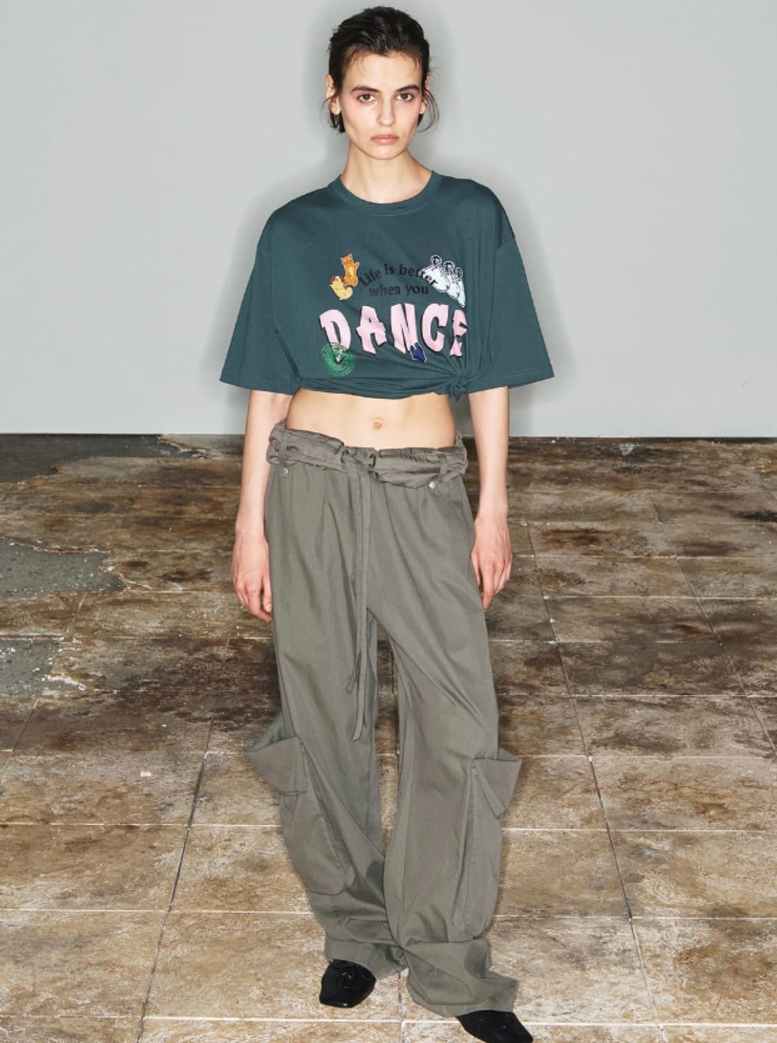 rolled waist cargo pants, black 상품이미지2