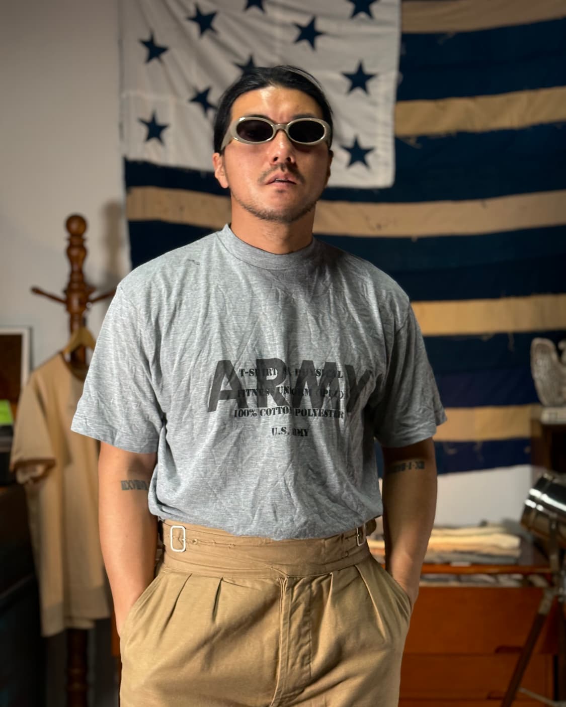 90's U.S Army 'Spec.' 스텐실 IPFU 티셔츠 XL 상품이미지7