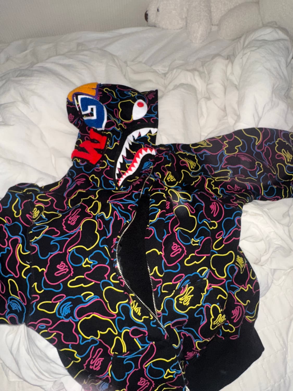 베이프 네온 카모 샤크 후드집업 우먼 상품이미지2