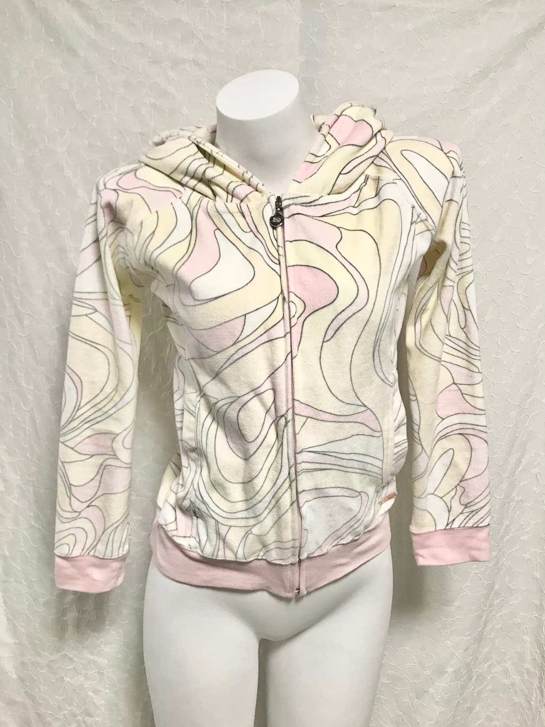 빈티지 rady 라디 갸루 핑크 마블 셋업 후드 집업 + 반바지 상품이미지2