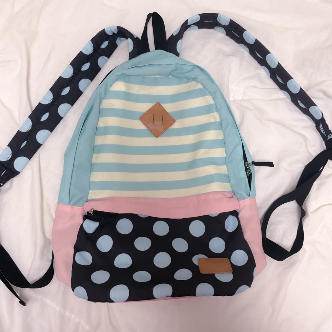 일본 빈티지 도트 스트라이프 솜사탕 백팩 상품이미지1