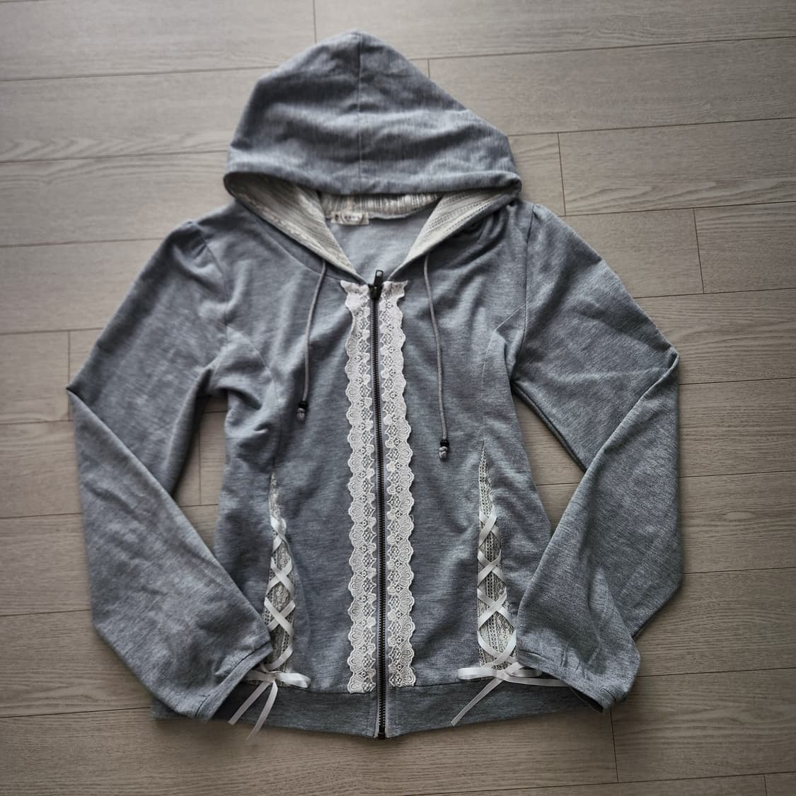 초희귀 엑시즈팜 레이스 리본 갸루 후드집업 상품이미지1