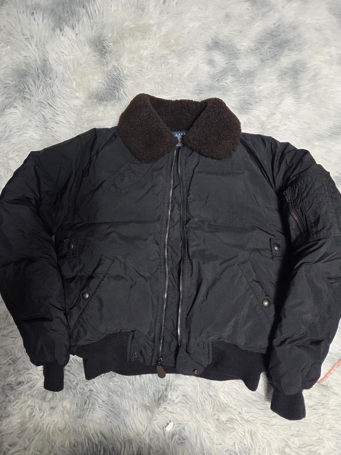 폴로 랄프로렌 블랙 봄버 구스 패딩 자켓 퍼 카라 상품이미지1