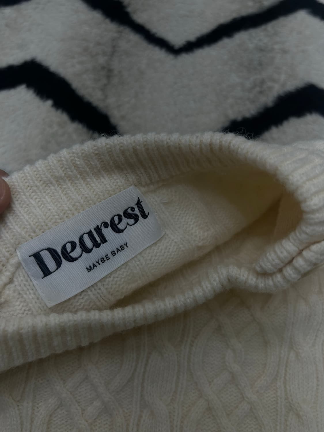 메이비베이비 디어리스트 라운트 크롭 꽈배기니트/아이보리 상품이미지5