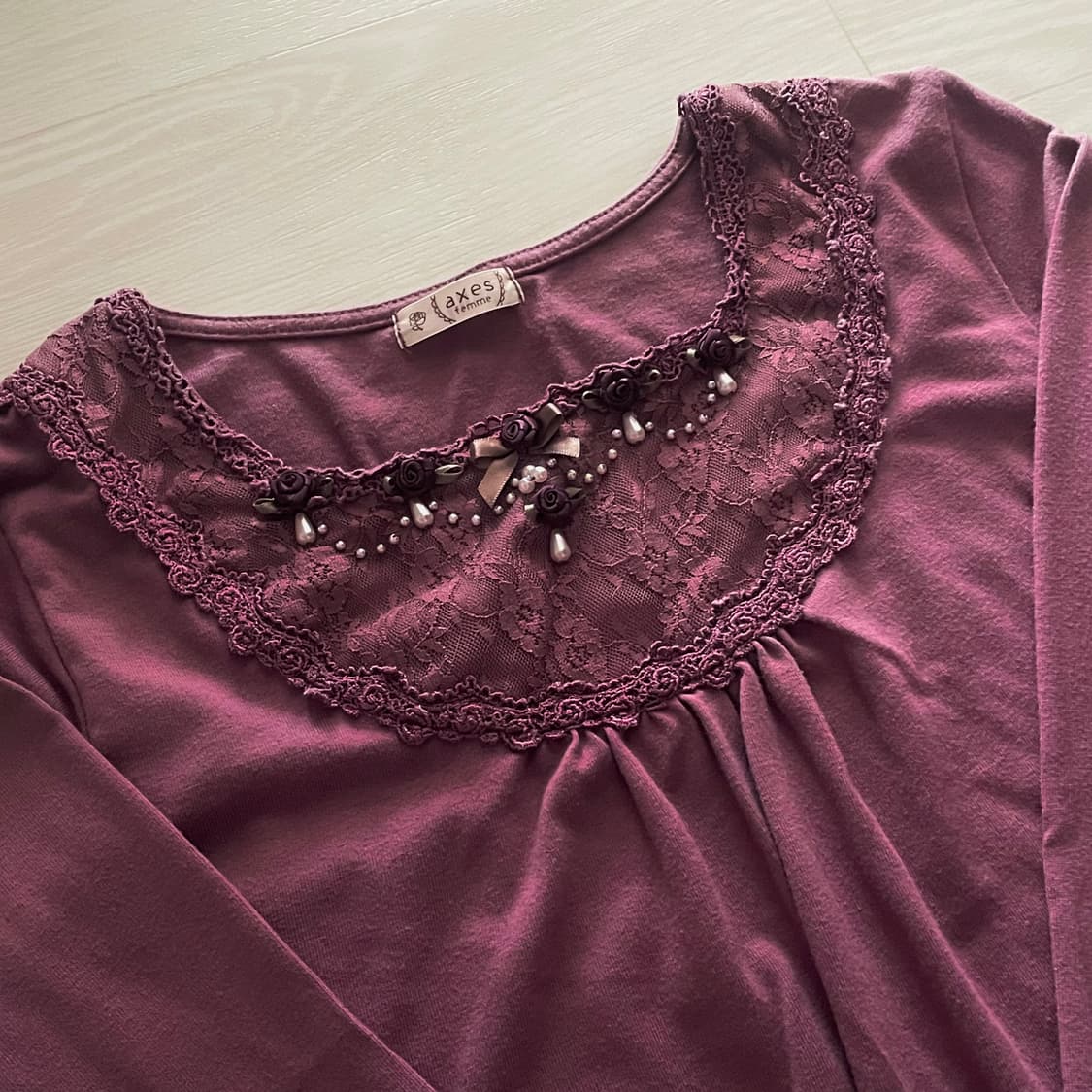 엑시즈팜 레이스 긴팔 티셔츠 상품이미지2