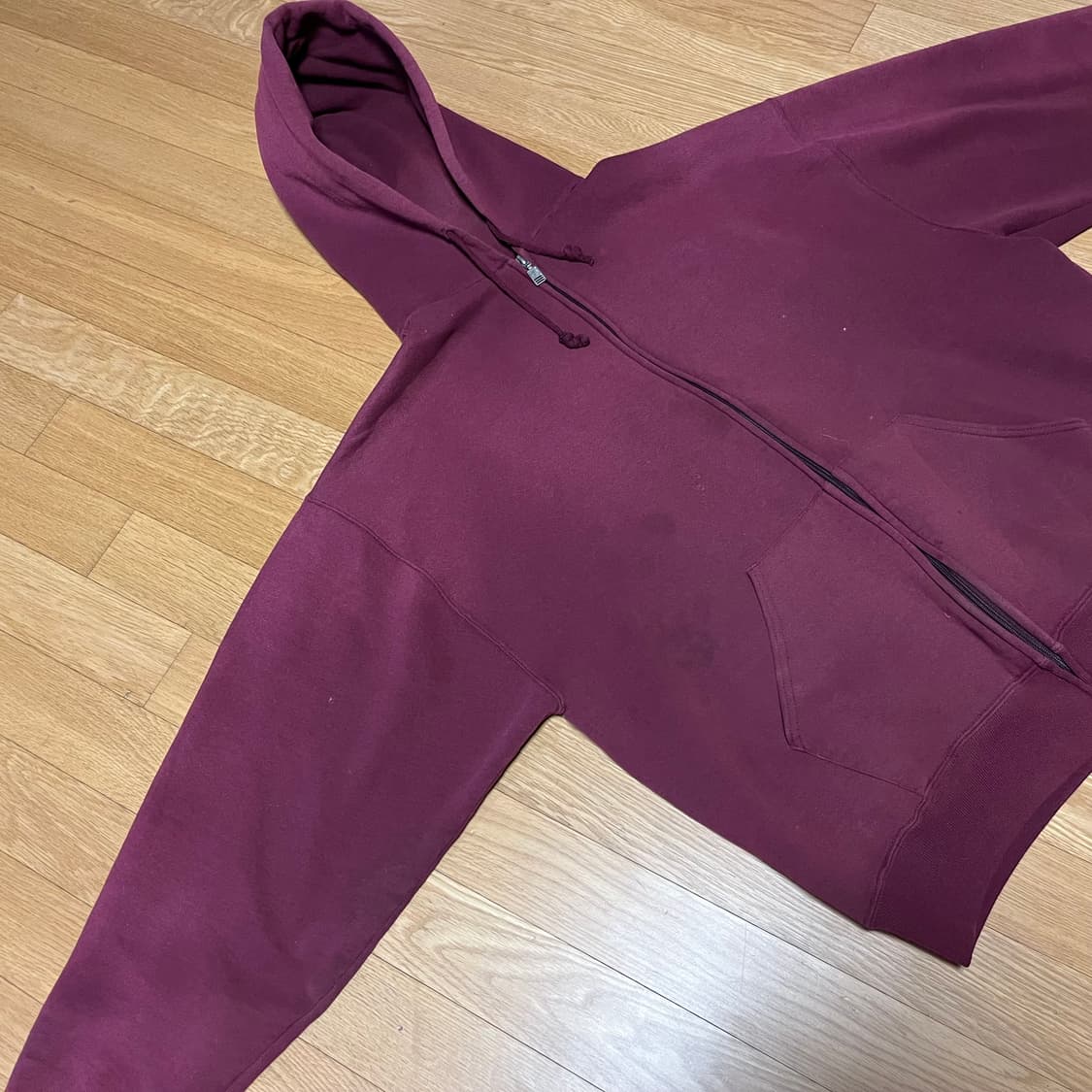 [L] 90s 빈티지 러셀 후드집업 썬페이디드 버건디 상품이미지4