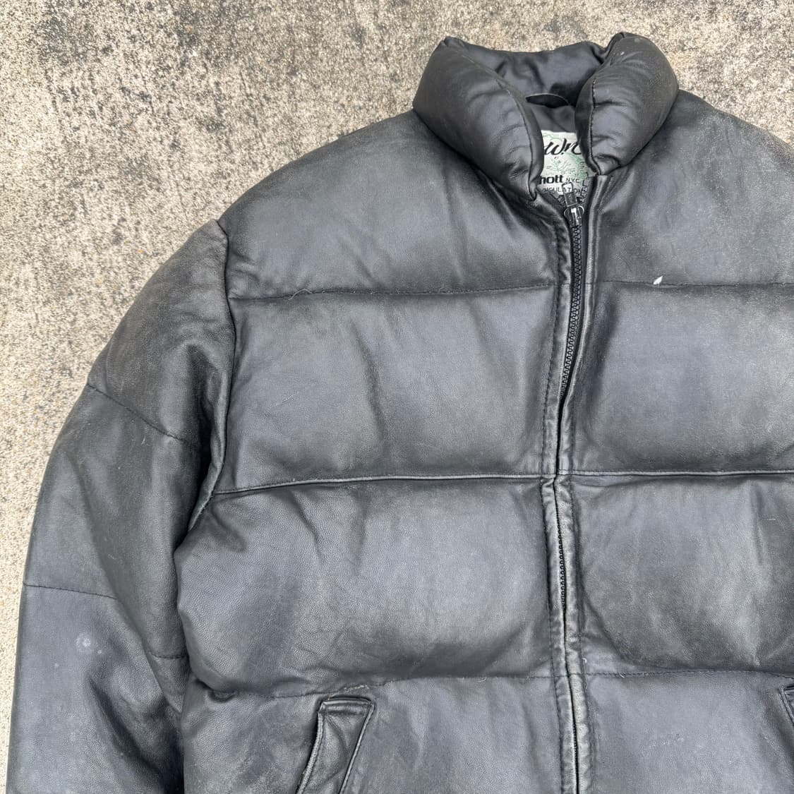 [L] 90s Schott 쇼트 레더 가죽 패딩 점퍼 상품이미지4