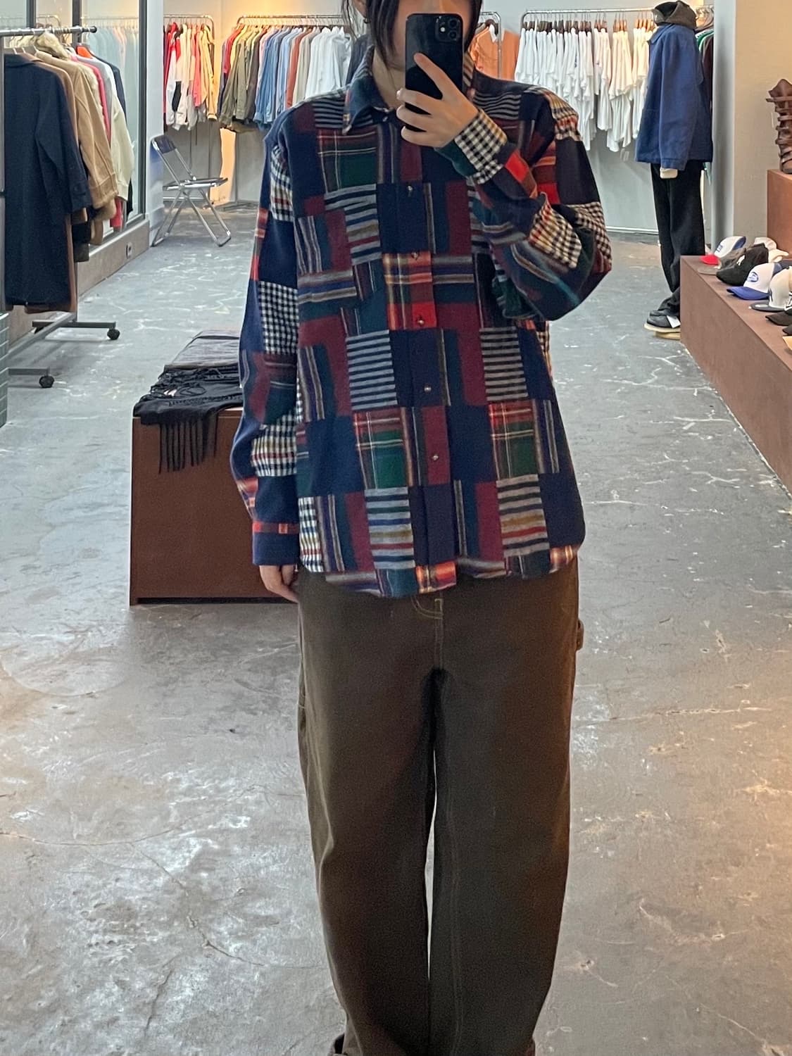 빈티지 패치워크 체크 셔츠 H1129 상품이미지1