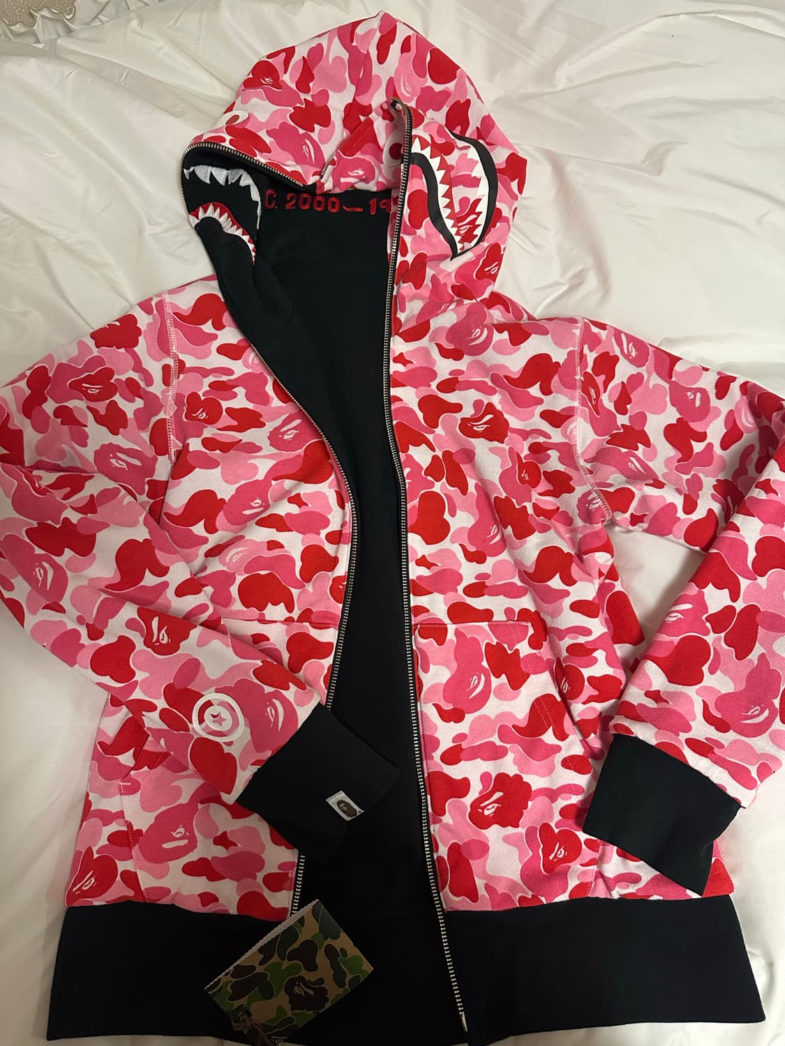 정품 새상품 베이프 샤크 ABC 핑크 카모 리버시블 풀 후드 집업 S 상품이미지2