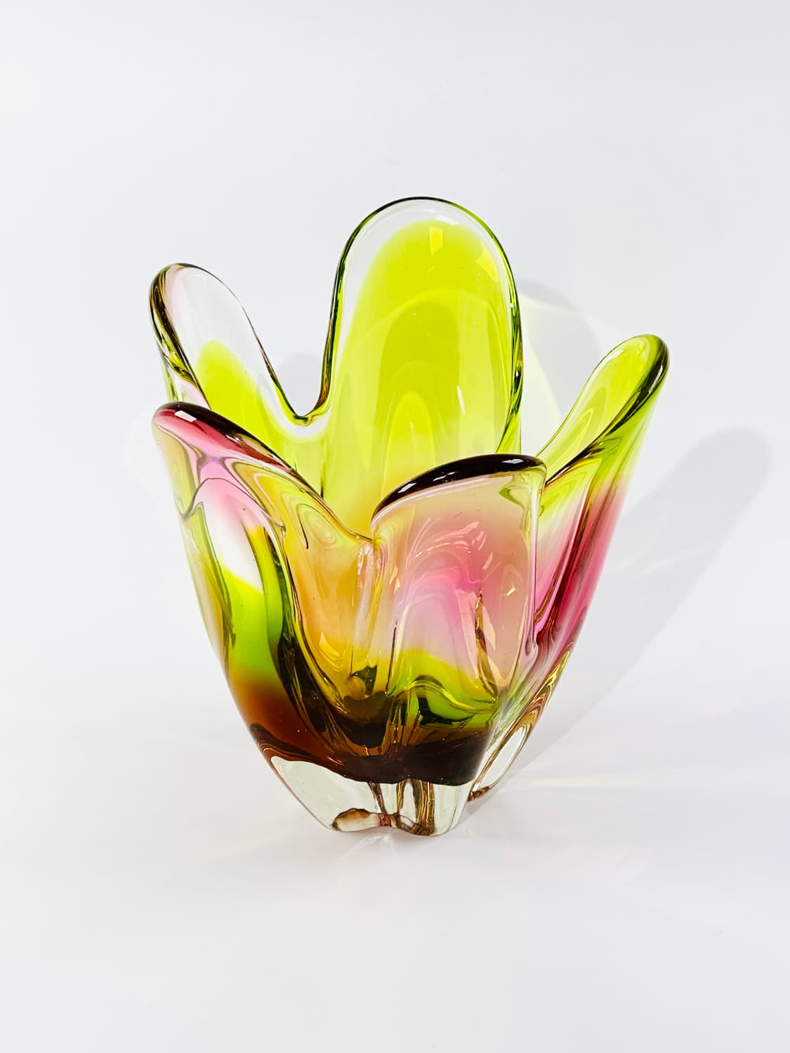 일본 빈티지 이와츠 아트글라스 멀티 컬러 화병 상품이미지1