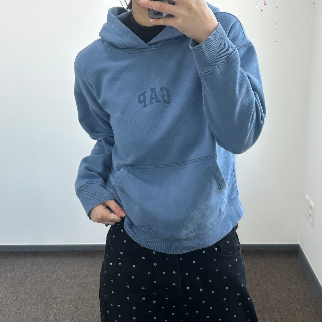 Gap 갭 스몰로고 블루 후드티 상품이미지1