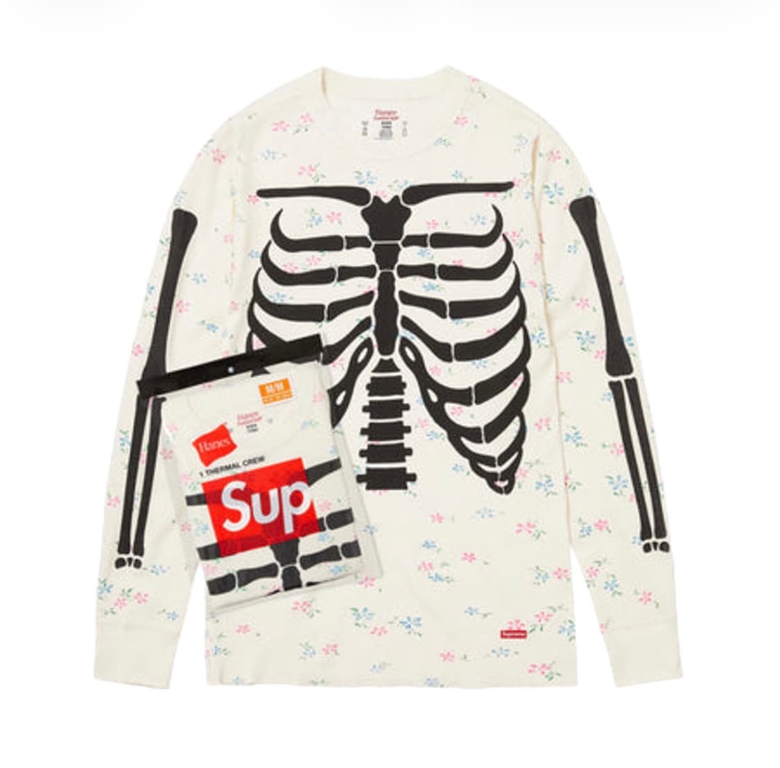 슈프림 헤인즈 본즈 써멀 크루 플로럴 L 사이즈 상품이미지1