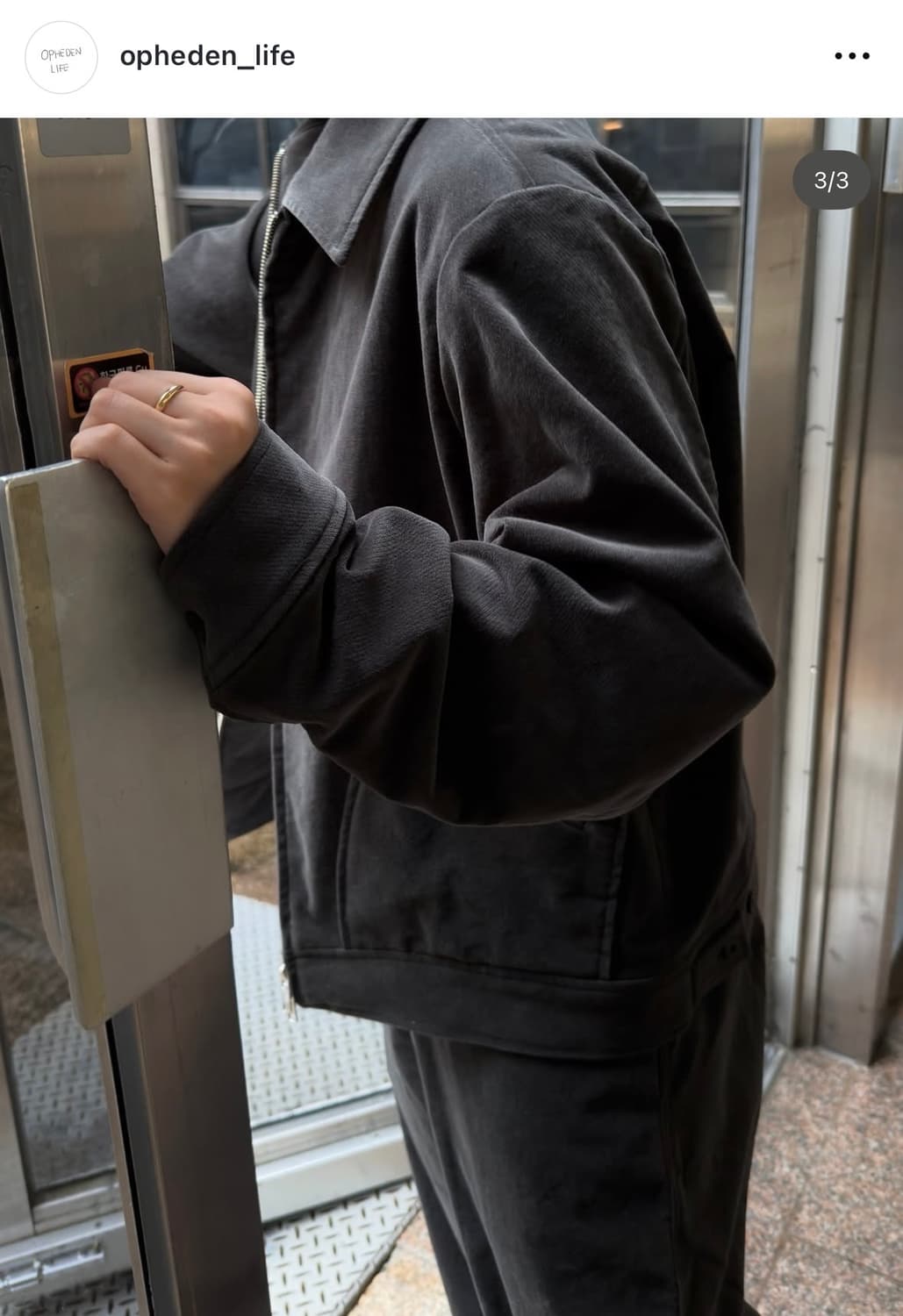 오브헤덴 벨벳 코듀로이 집업 자켓 딥그레이 새상품 상품이미지2