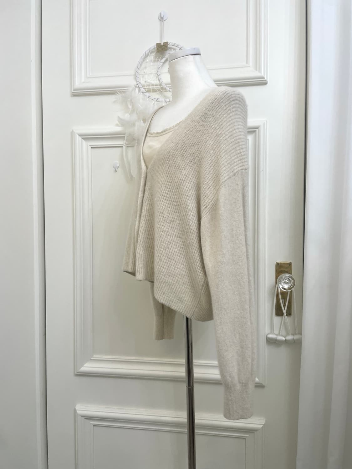 ivory melange angora loose cardigan&lace 상품이미지2