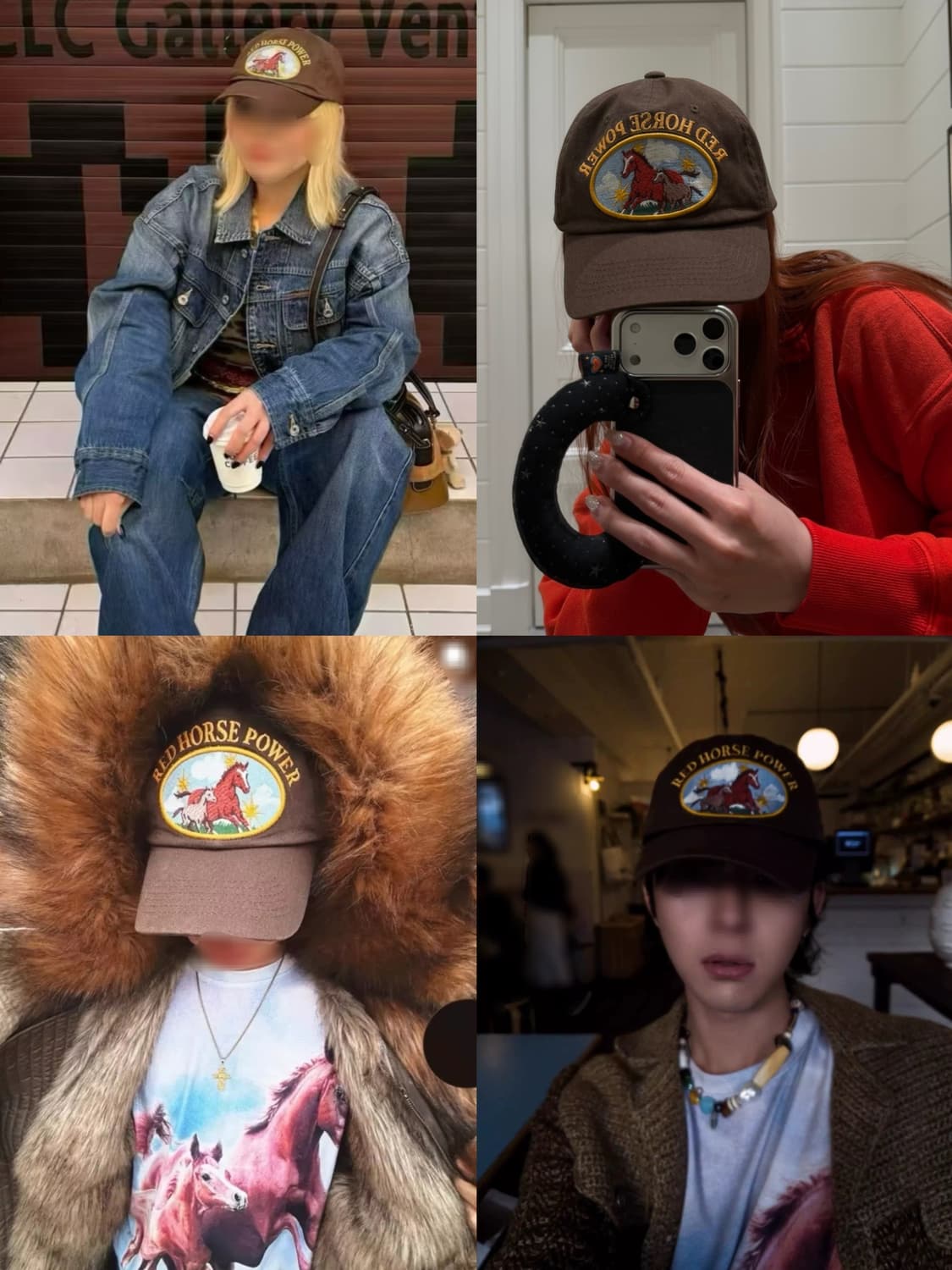 오픈와이와이 브라운 적토마 붉은말 패치 볼캡 모자 상품이미지3