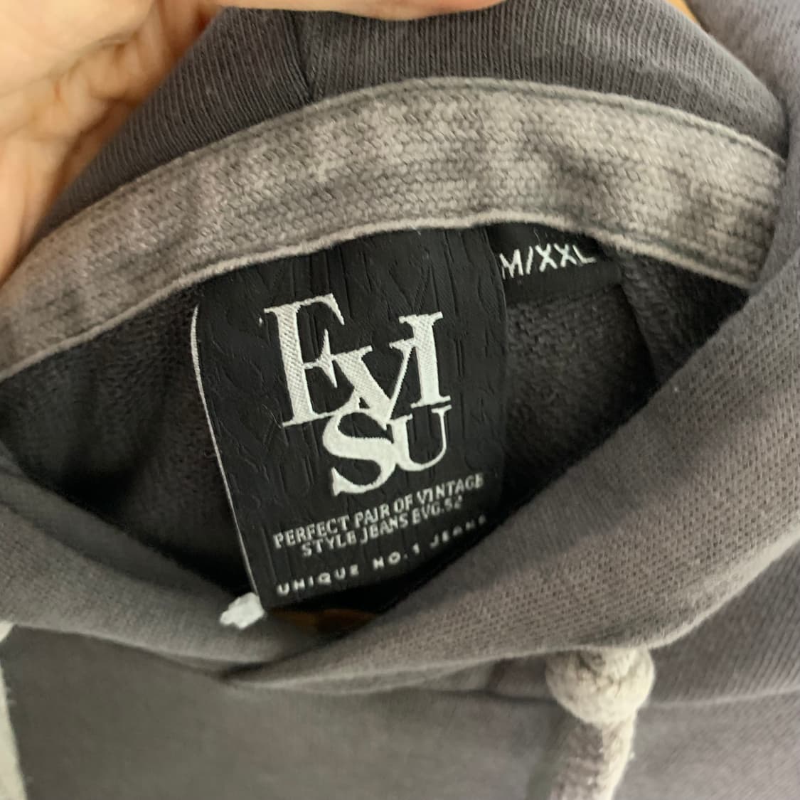 에비수 EVISU 루즈핏 빈티지 워시드 차콜 후드티 XL 남녀공용 상품이미지7