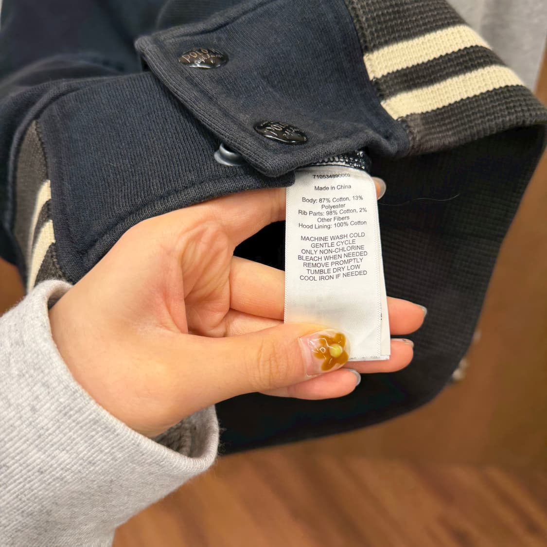 폴로 랄프 로렌 후드 바시티 자켓 배색 와펜 디테일 레귤러핏 블랙 상품이미지8