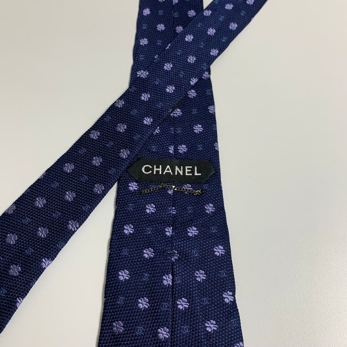 샤넬(CHANEL) 모노그램 로고플레이 명품넥타이 A등급 자카드 플라워 상품이미지5