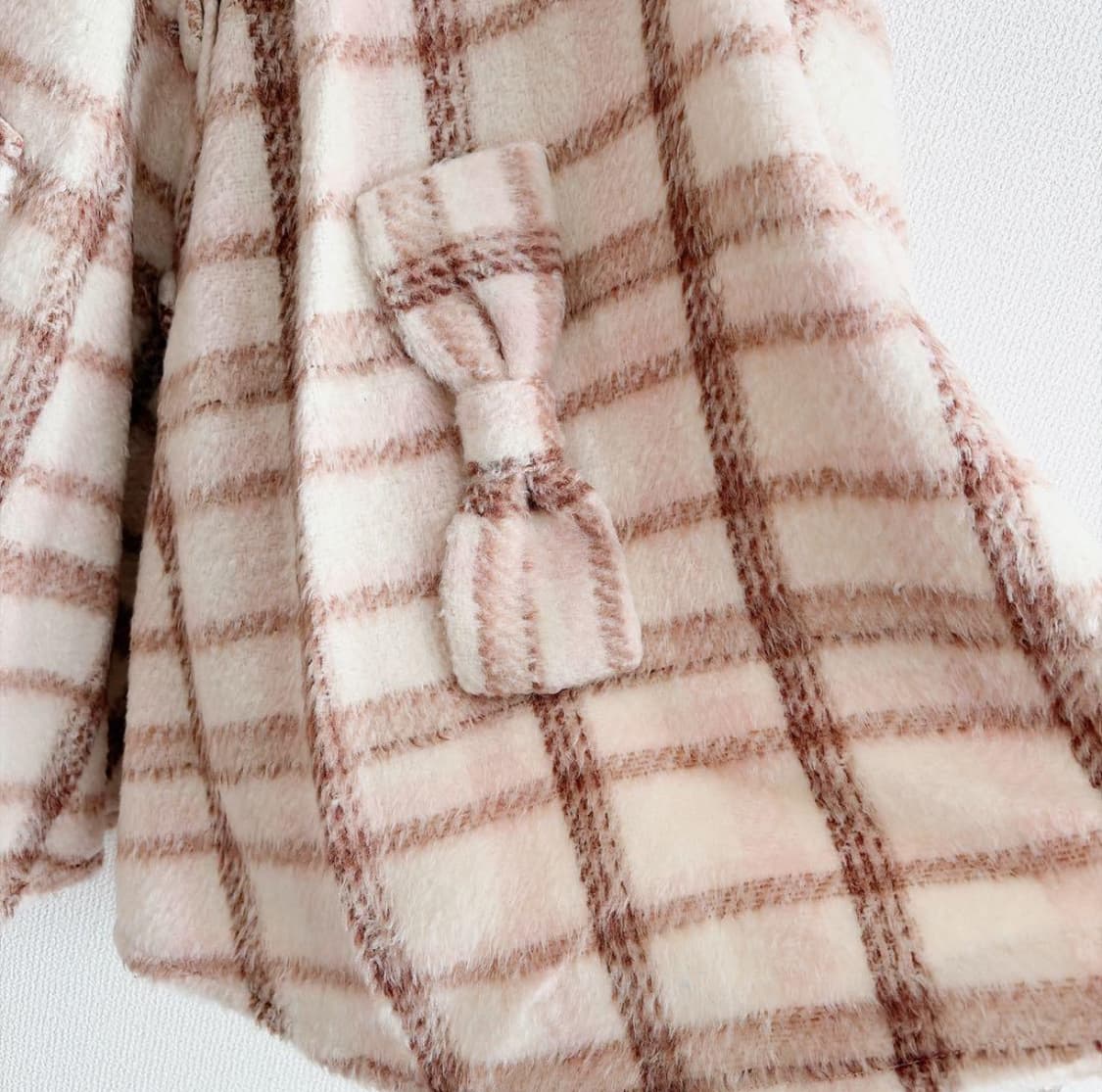 리즈리사 고전 딸기초코체크 00s 대대장 케이프 판초 코트 상품이미지6