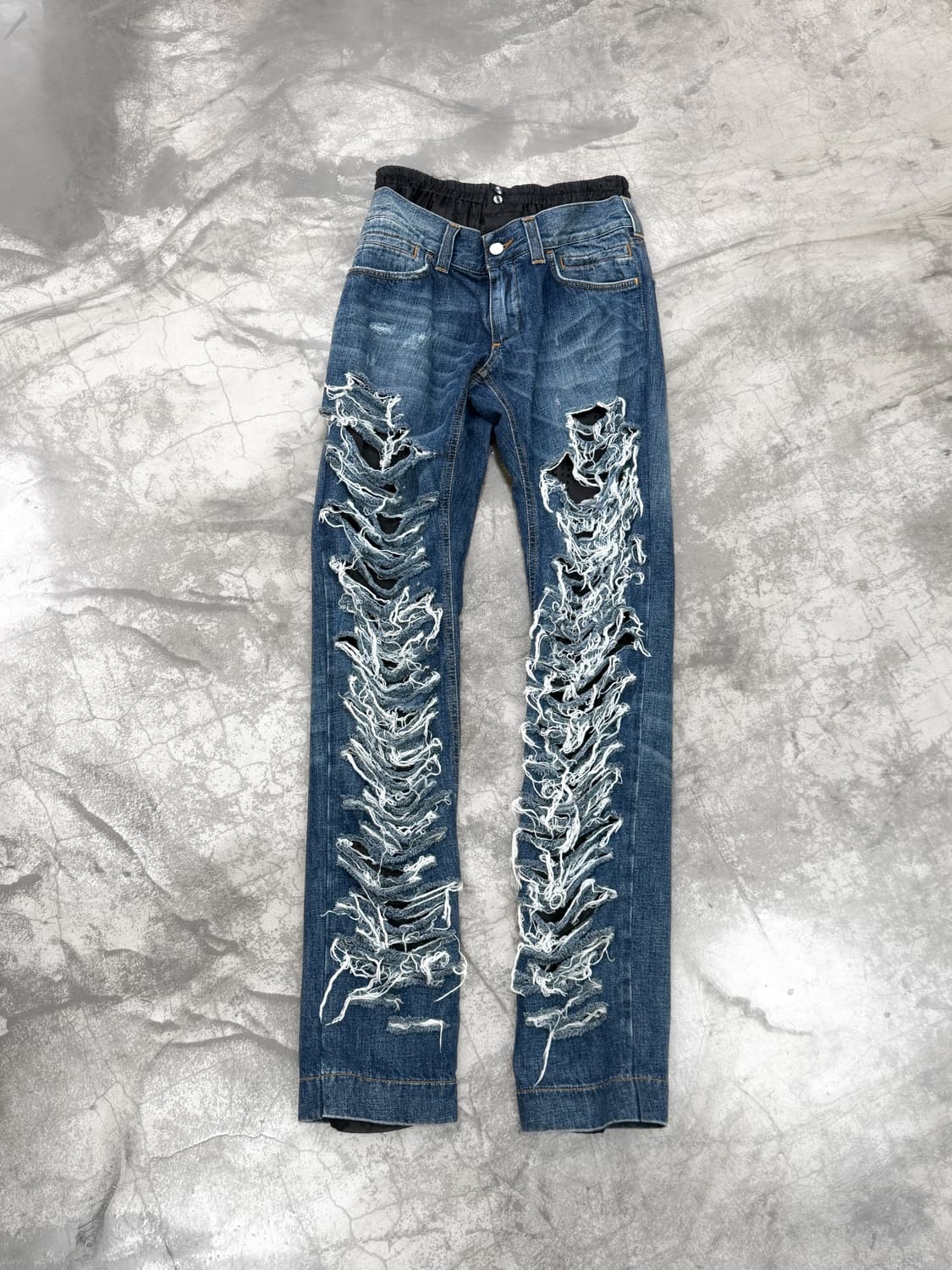 돌체앤가바나 언더웨어 레이어드 새깅 디스트로이드 데님 팬츠 상품이미지1