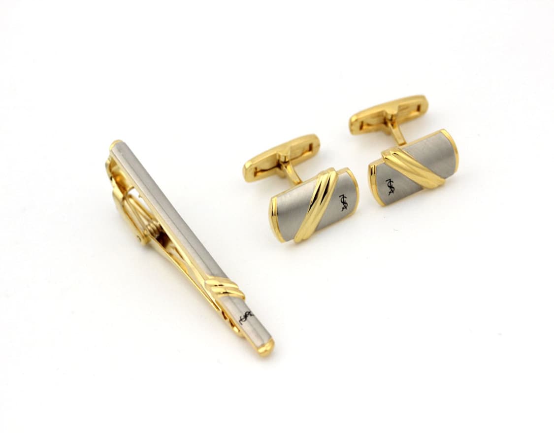 입생로랑 A등급 5.1cm 남자 명품 넥타이핀 커프스 세트 상품이미지2