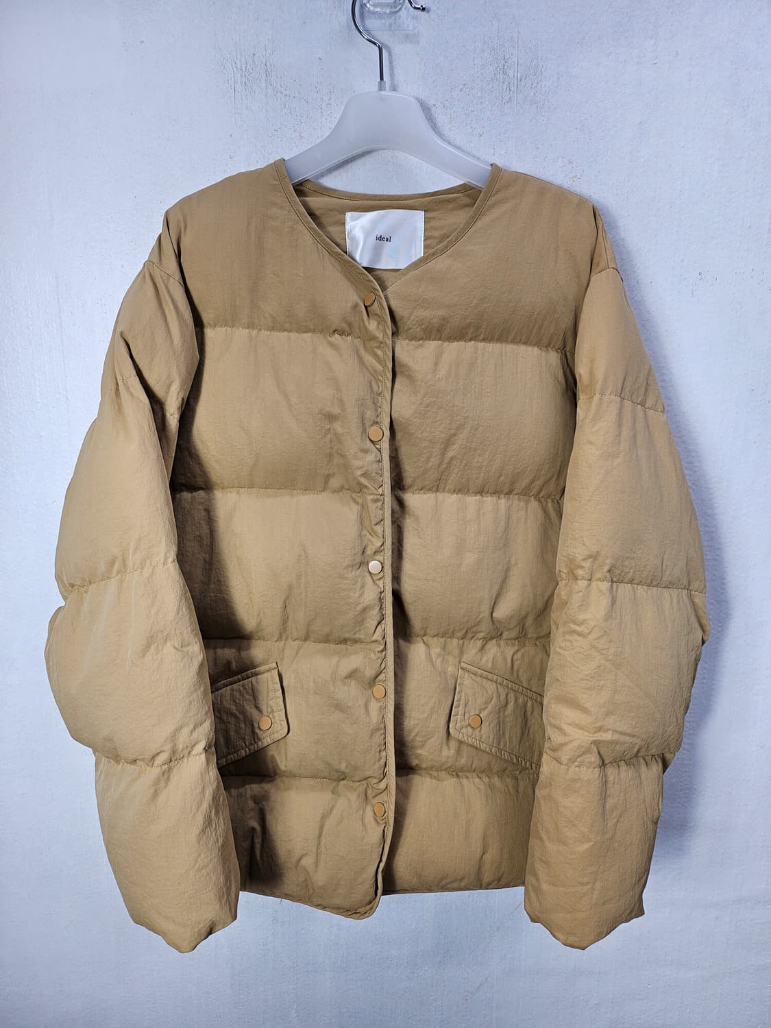 아이디얼 카멜브라운 포켓 숏패딩 77-88 새제품급 상품이미지1