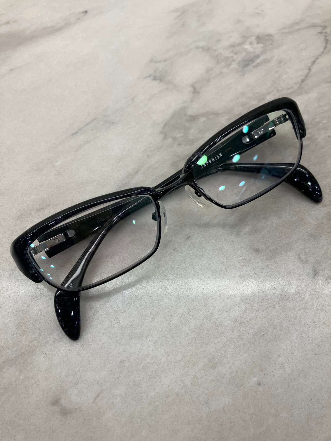 B49 자포니즘 JAPONISM 패턴 블랙 소프트 스퀘어 하금테 안경 상품이미지1