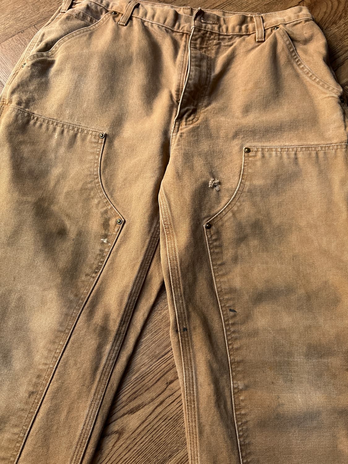 [34]칼하트 USA 더티워싱 브라운 더블니 워크 팬츠 상품이미지5