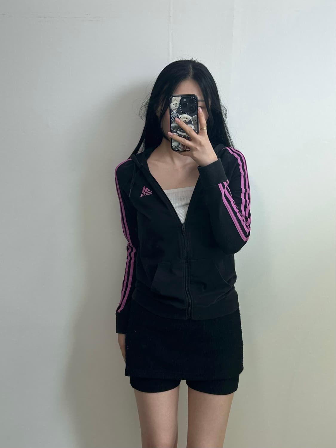 아디다스 자수로고 사이드라인 블랙 후드집업 상품이미지1