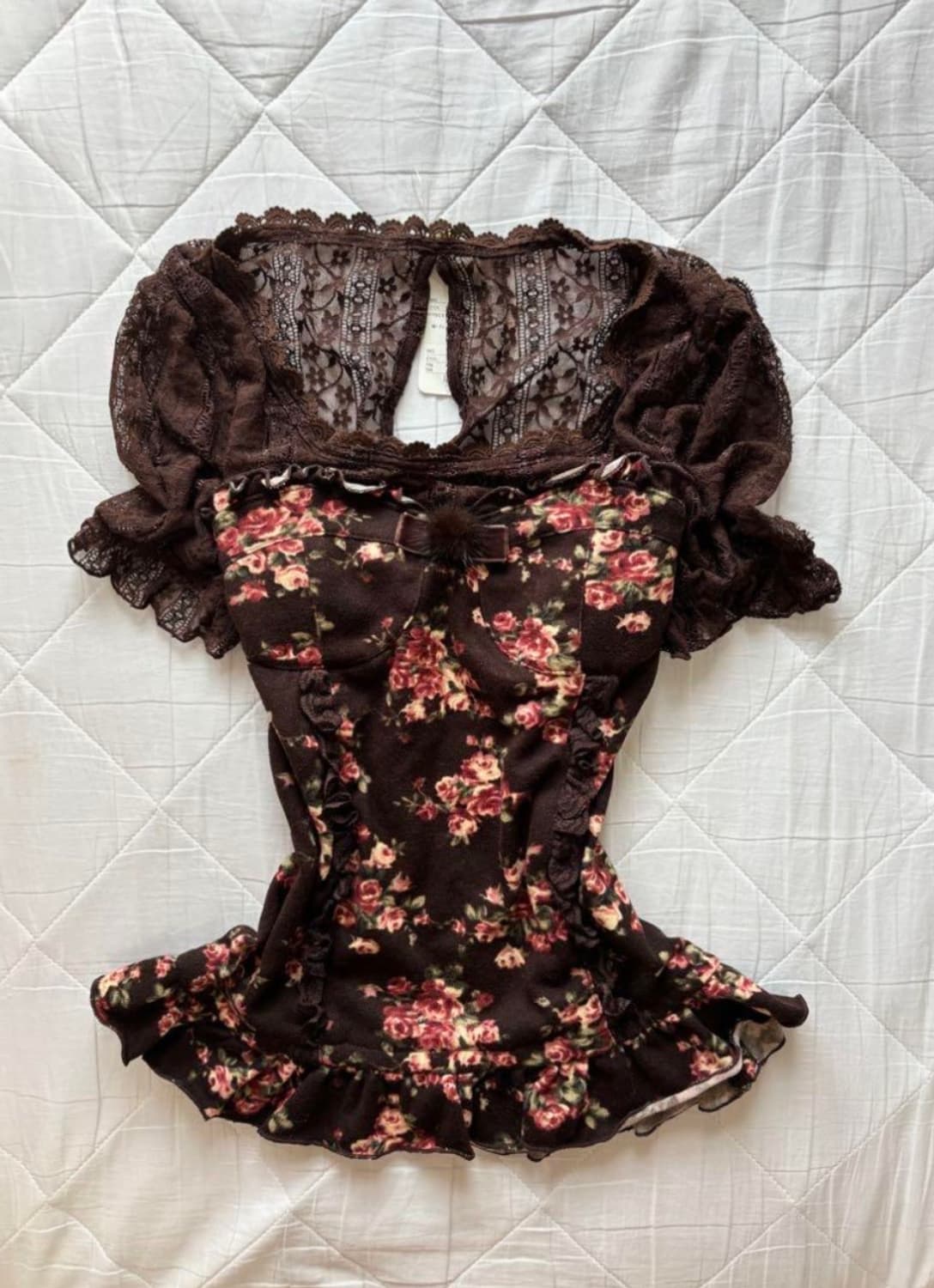 리즈리사 브라운 플로럴 코르셋 탑 핀터 라떼갸루 히메카지 히메갸루 상품이미지1