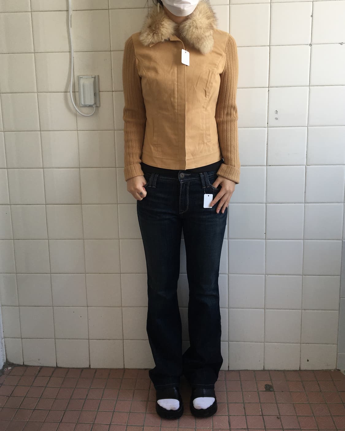 Fur collar point knitted zip up jacket 상품이미지7