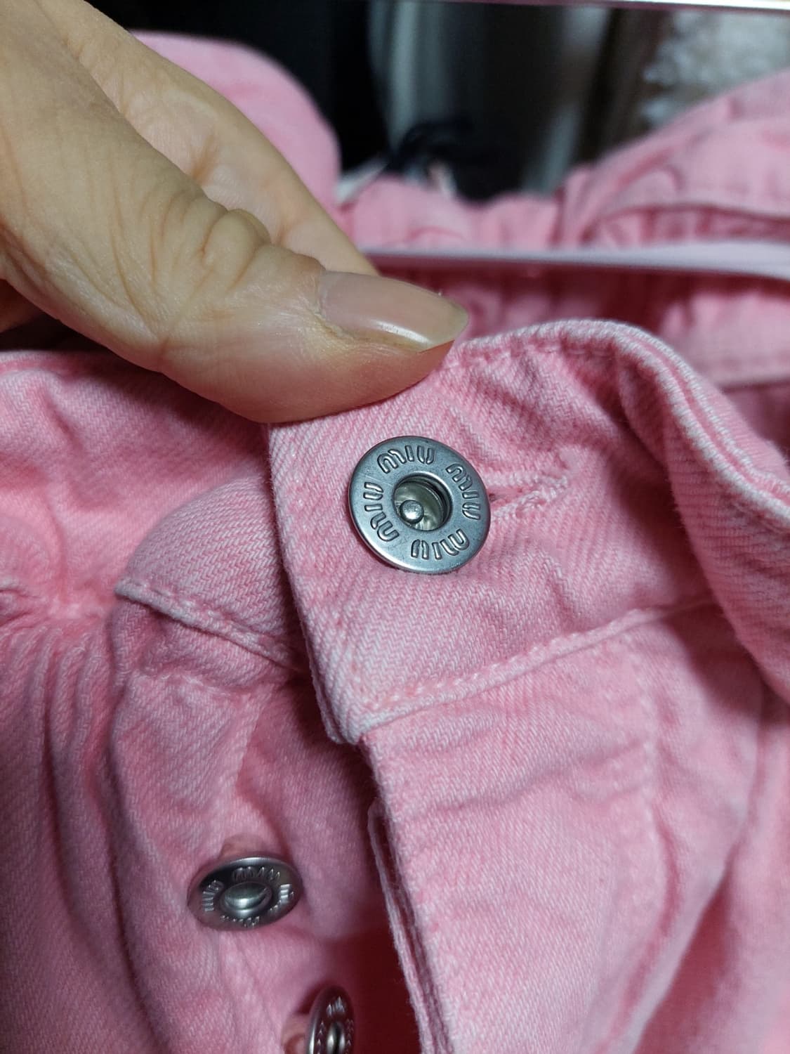 미우미우 연 핑크 데님 반바지 38 백화점판 상품이미지10