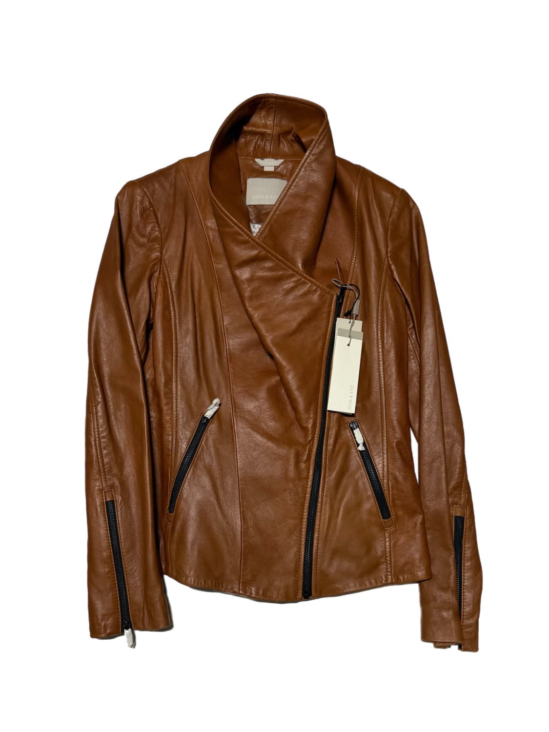 “Soia&Kyo” Asymmetric Soft Leather Rider 상품이미지1