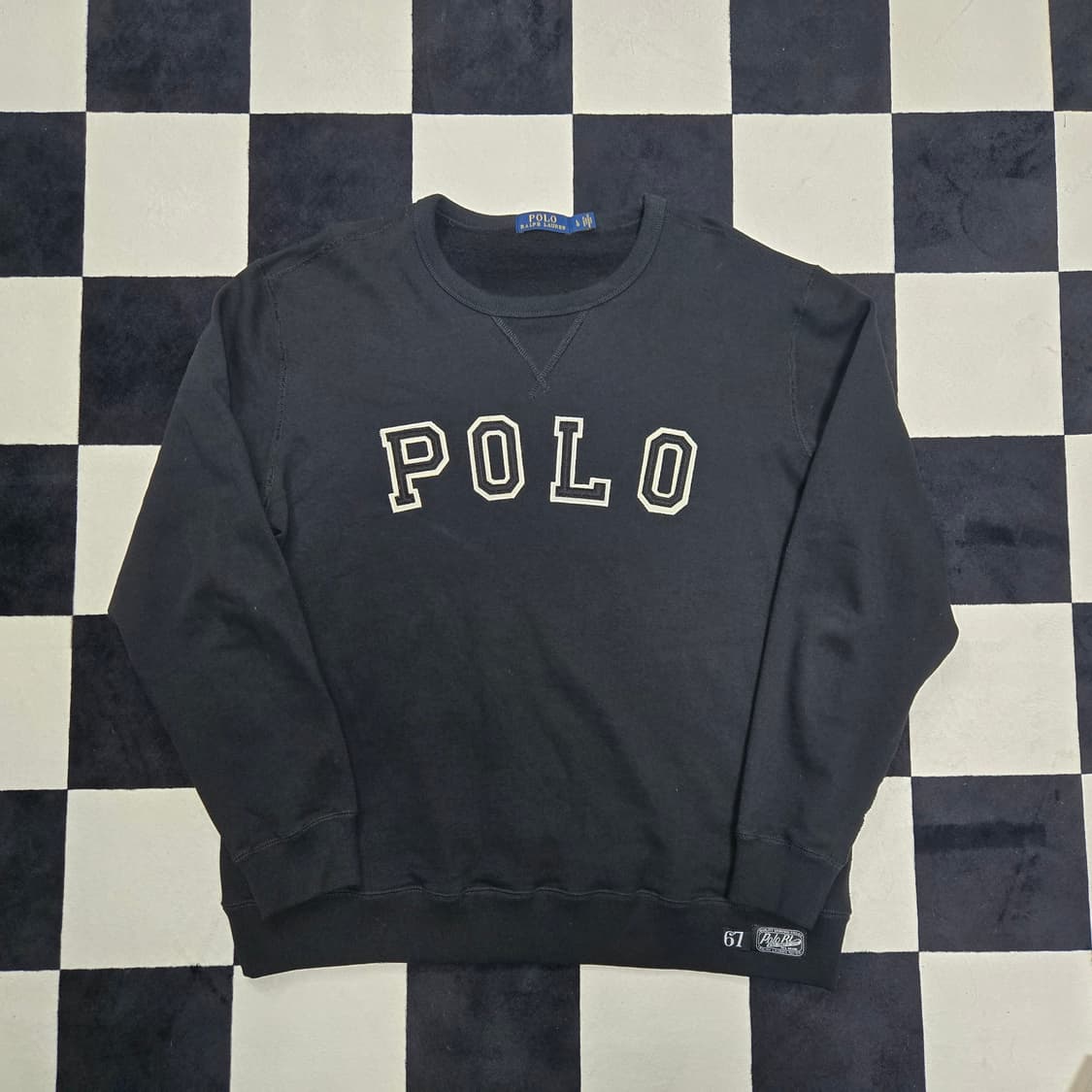 L 폴로랄프로렌 스펠아웃 아치로고 스웻셔츠 맨투맨 블랙 상품이미지1